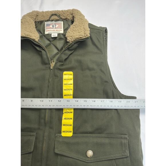 WP WEATHERPROOF Men's Workwear Vest Size Medium Olive Green Quilted Sherpa - Picture 3 of 9